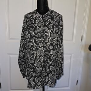 Larry Levine Monochrome Snake Print Men's Shirt